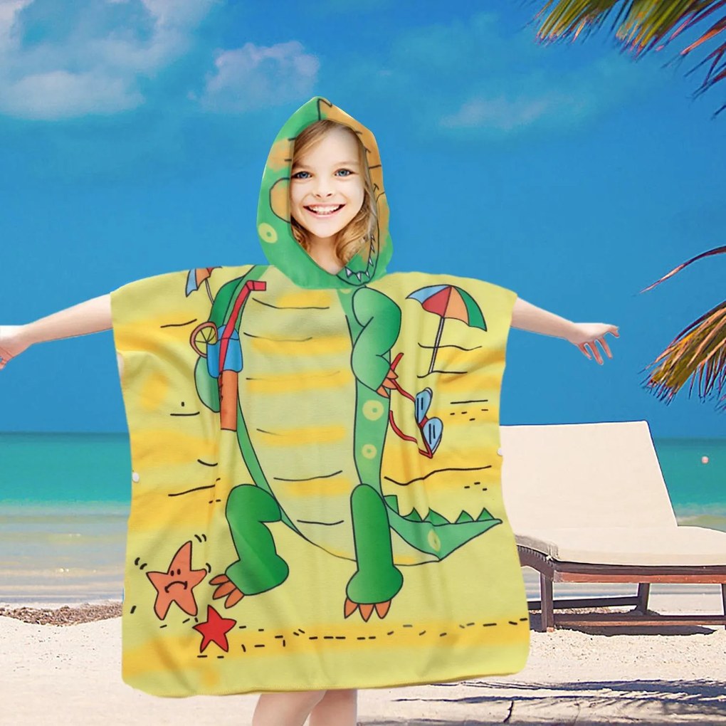 Gyerek poncsó KROKODIL A STRANDON sárga