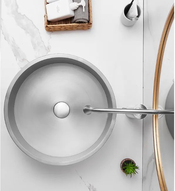 ROUND 40 kerek szatén acél mosdókagyló KLIKK DUGÓVAL