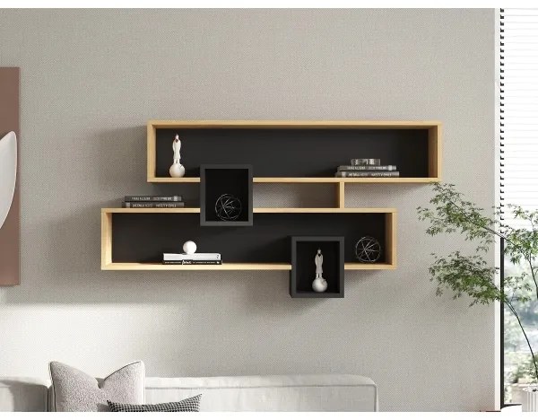 Fali polc KAREN 120x72,2 cm barna/antracit