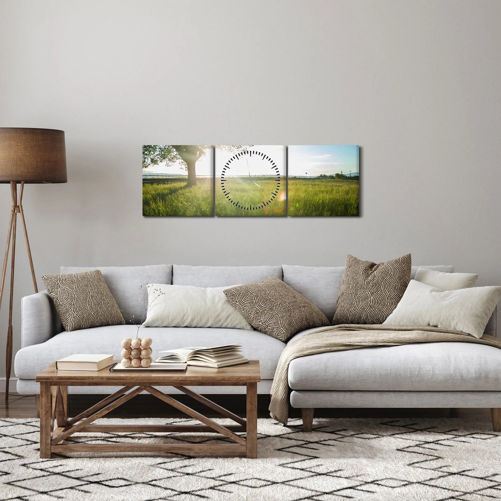 Nyári rét képe (órával) (90x30 cm)