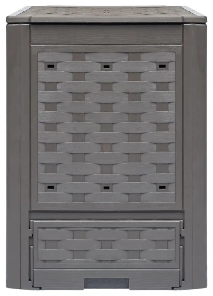3 db barna műanyag rattan kerti komposztáló 60x60x83 cm 900 L
