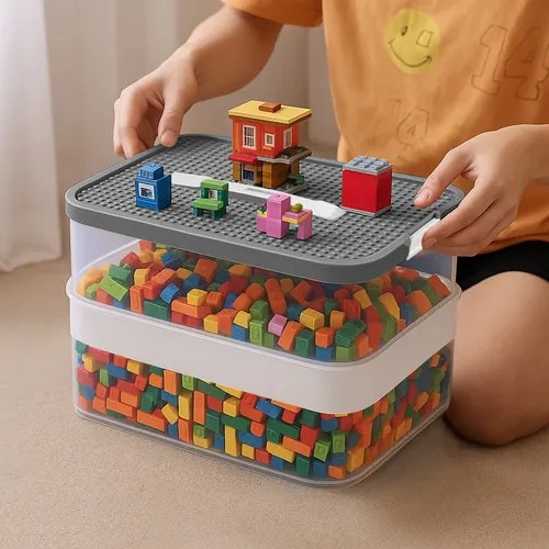 KRUZZEL 3 szintes doboz építőkockákra - játékrendszerező - Kruzzel