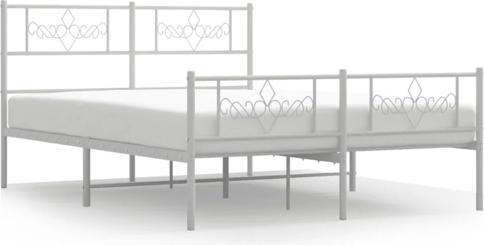 vidaXL fehér fém ágykeret fej- és lábtámlával 120x200 cm