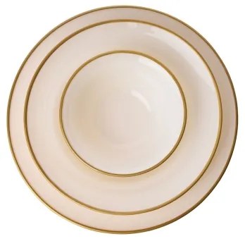 18 részes porcelán étkészlet – bézs-arany kivitel