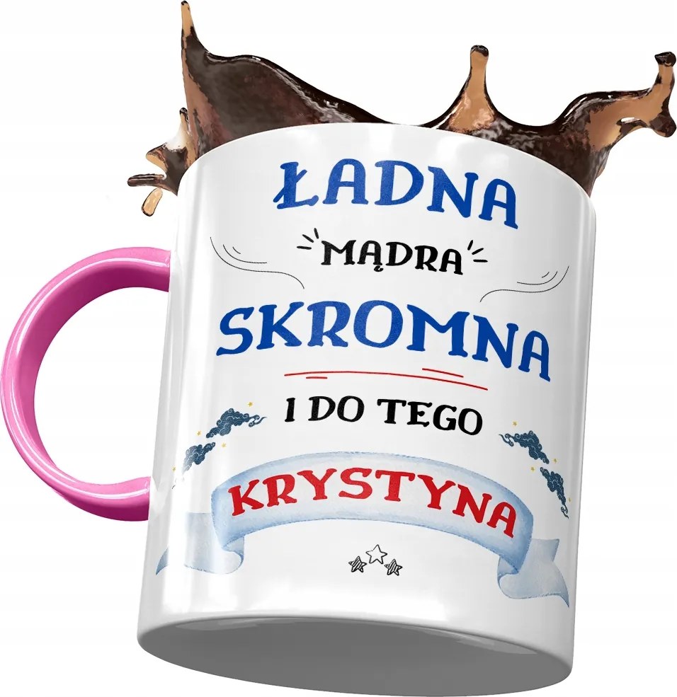 Rózsaszín Bögre Krisztina Barátnőnek Ajándék Nyomtatott Fotóval