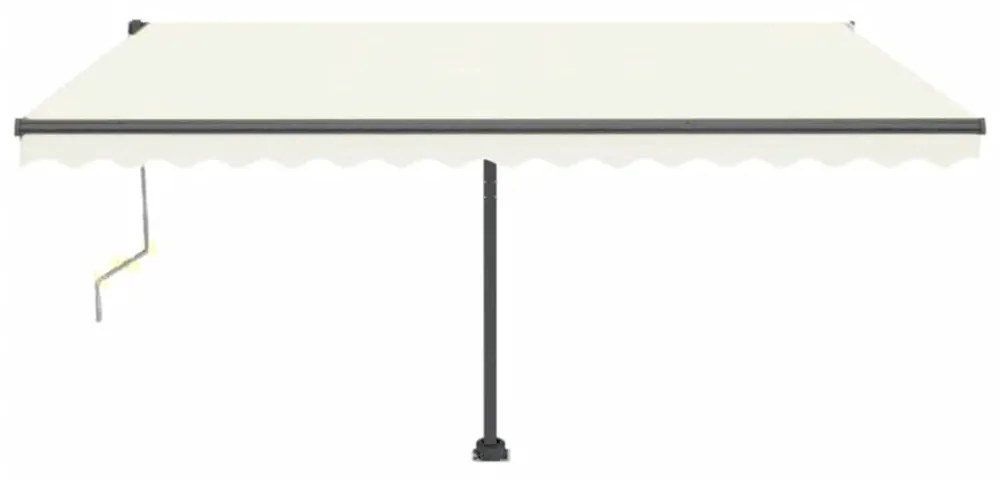 krémszínű automata szélérzékelős és LED-es napellenző 450x350cm