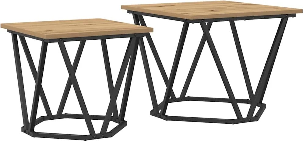 vidaXL Kisasztal készlet 2 pcs Artisan tölgy Műszaki fa és acél