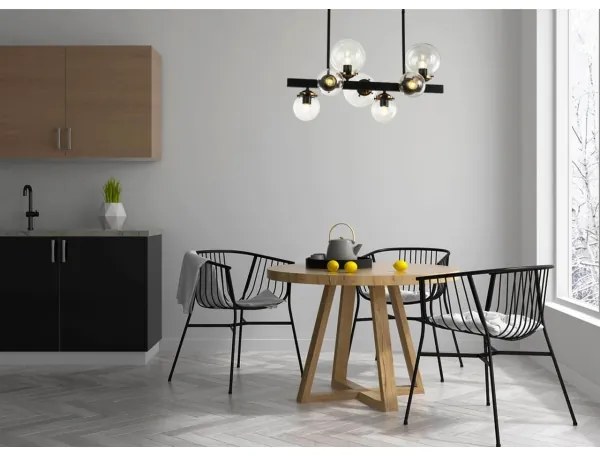 Klausen 106003 - Csillár rúdon HYPERION 7xE27/7W/230V fekete/átlátszó