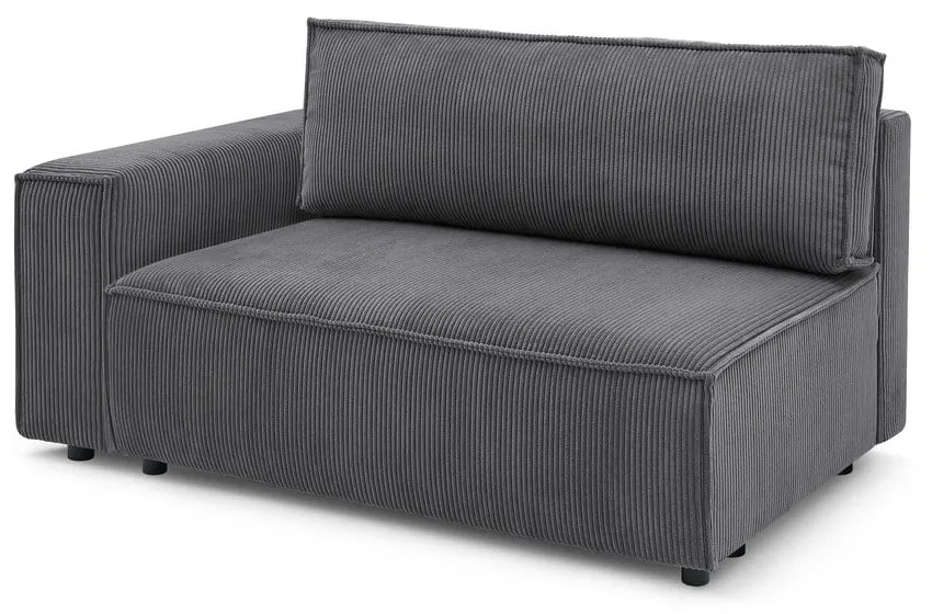 Sötétszürke kordbársony kanapé modul (bal oldali) Nihad modular – Bobochic Paris