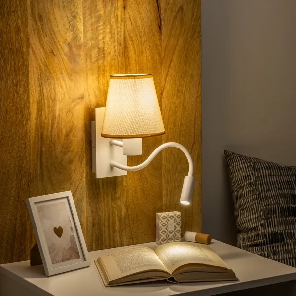 Brilagi - LED Fali lámpa NUBILA 1xE27/25W/230V +LED/3W fehér/világosbarna