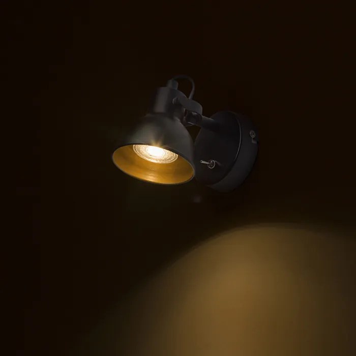 RENDL ROSITA I nástěnná černá/zlatá 230V LED GU10 9W