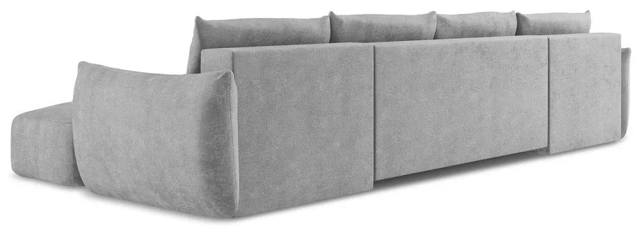 Világosszürke zsenília kinyitható sarokkanapé (U alakú) Leila – Makamii