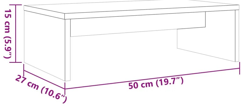 viaszbarna tömör fenyőfa monitorállvány 50x27x15 cm