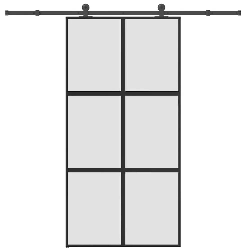 Tolóajtó vasalatokkal 102,5x205 cm edzett üveg&amp;Alumínium