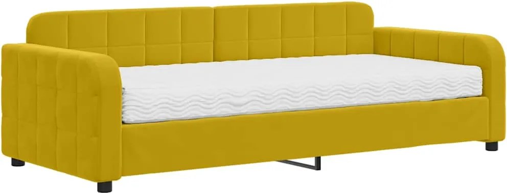 vidaXL sárga bársony heverő matraccal 90 x 200 cm
