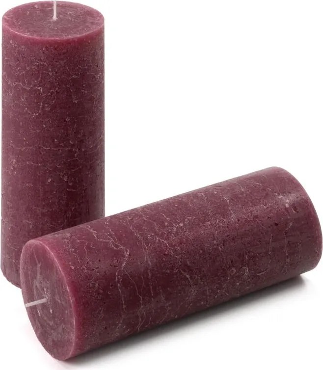 Rusztikus gyertya készlet 20 cm Ø 7,5 cm 2 db bordó