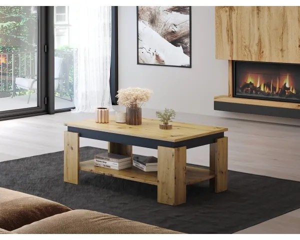 Dohányzóasztal LUNO artisan tölgy/fekete