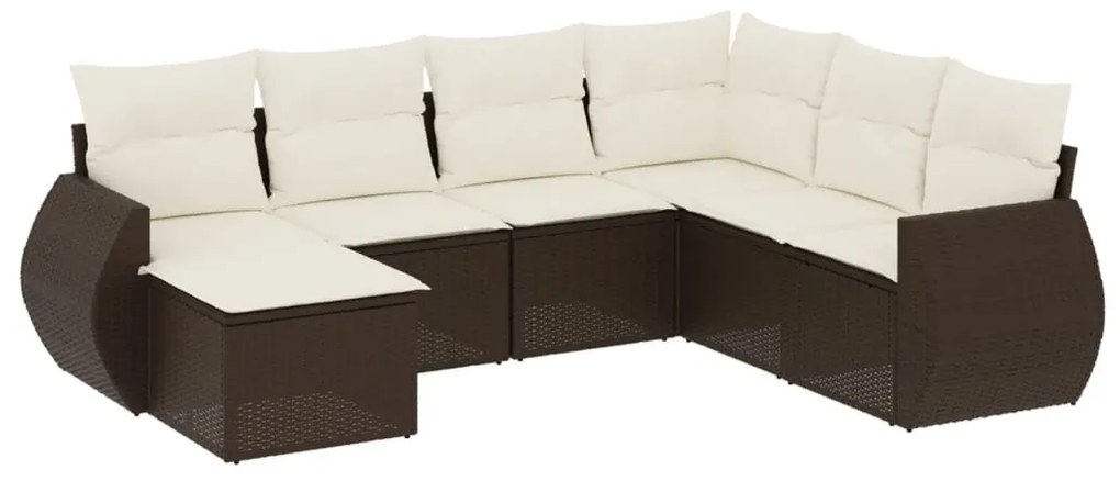 7 részes barna polyrattan kerti ülőgarnitúra párnákkal