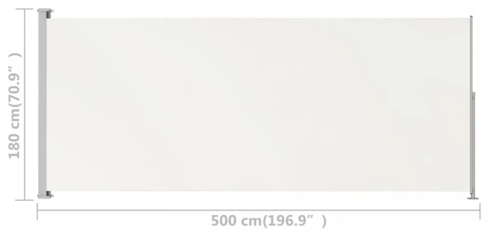 krémszínű behúzható oldalsó terasznapellenző 180 x 500 cm