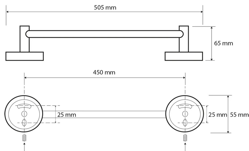 SAPHO XR408 X-Round E törülközőtartó 50 cm, ezüst