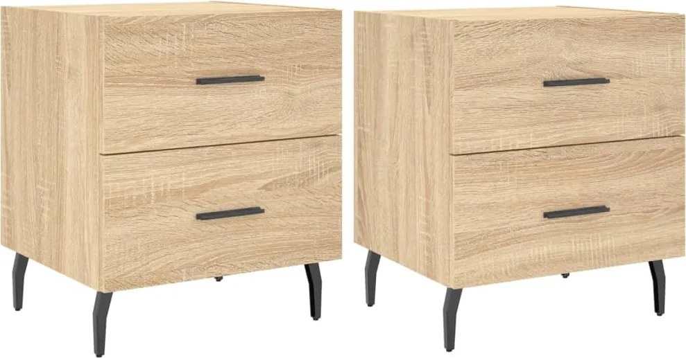 vidaXL 2 db sonoma tölgy színű szerelt fa éjjeliszekrény 40x35x47,5 cm