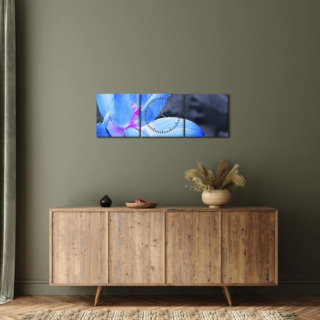 Egy virág képe részletesen (órával) (90x30 cm)