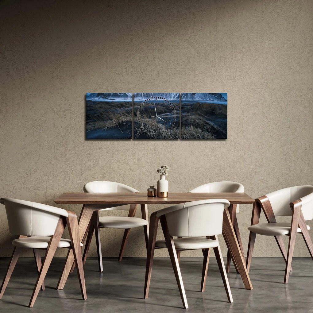 Kép az izlandi csúcsokról (órával) (90x30 cm)