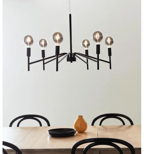 Markslöjd 108209 - Csillár zsinóron MONARCH 6xE14/18W/230V fekete