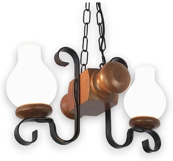 Brilagi - Csillár láncon RUSTIC 2xE14/40W/230V bükkfa/dió