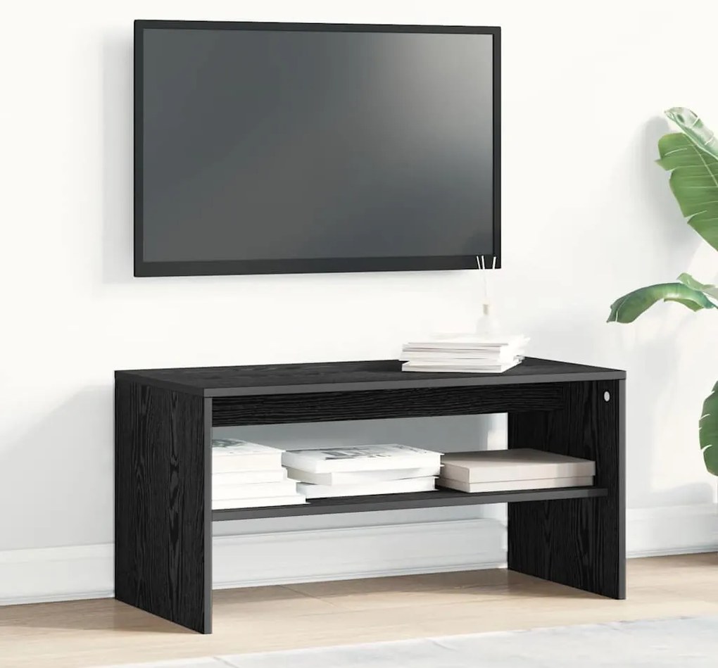fekete tölgy színű szerelt fa TV-szekrény 80 x 40 x 40 cm