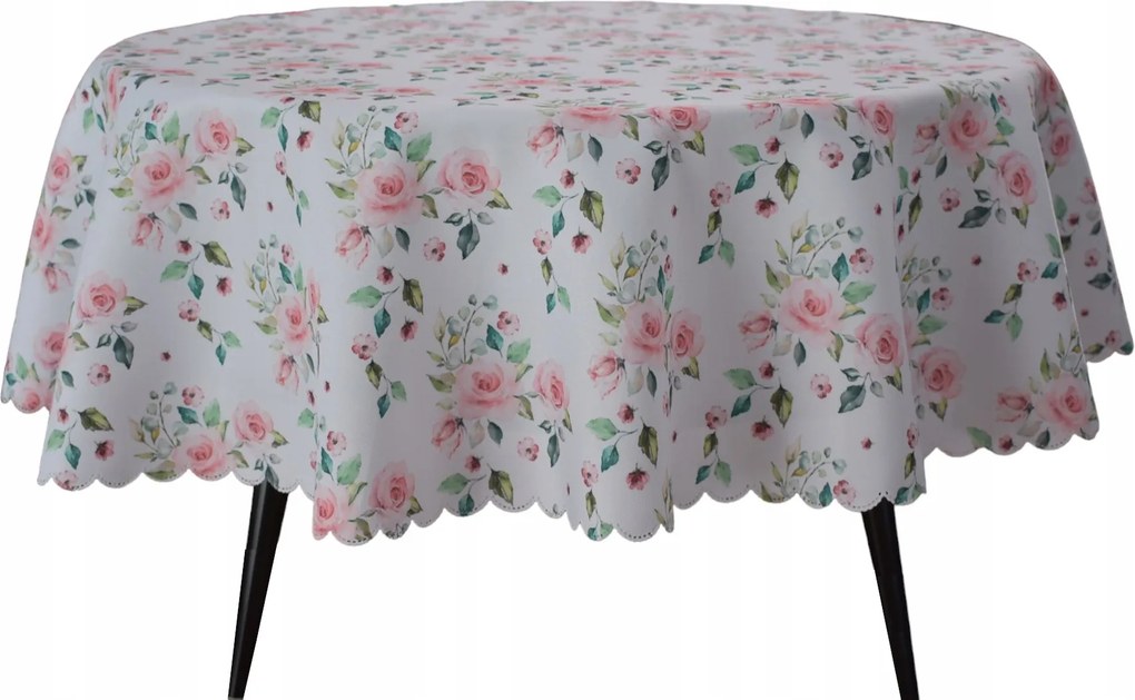 Abrosz Foltálló Kerek 130 CM Fehér Tea Rózsa Abrosz Asztalra Kerek