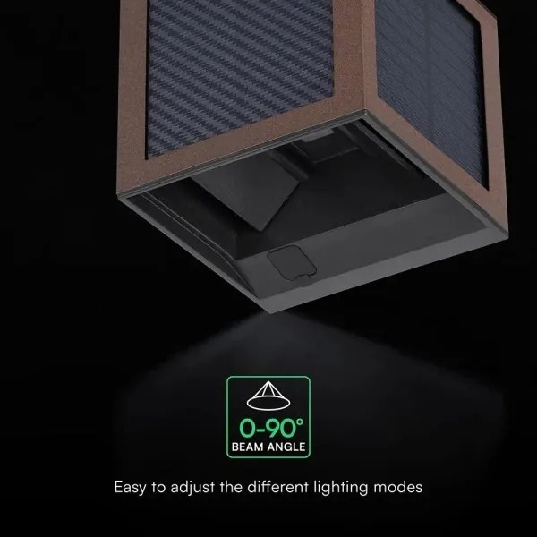 LED napelemes fali lámpa érzékelővel LED/9W/3,7V 3000/4000/6000K IP65 2600mAh barna