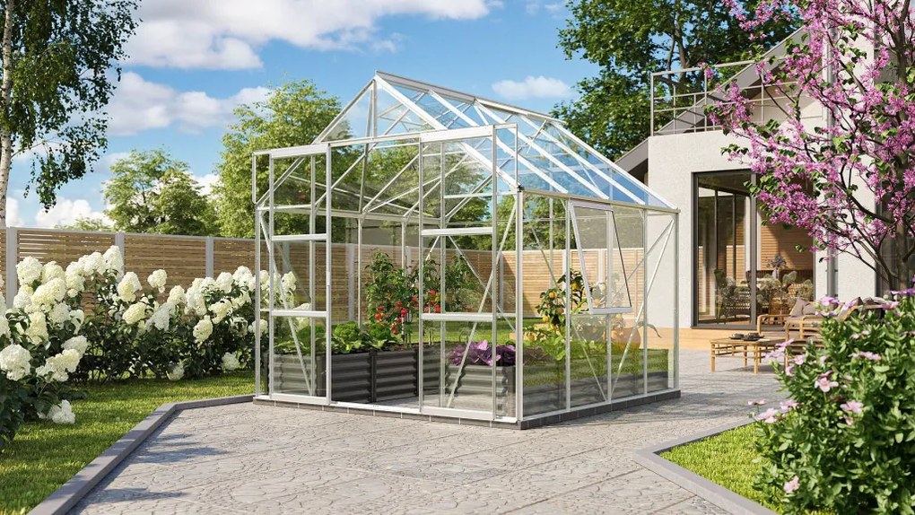 üvegház VITAVIA URANUS 6700 tiszta üveg 3 mm ezüst színű LG1035