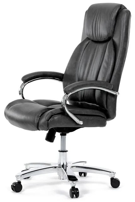 Szürke Ökobőr Irodai Főnöki Szék Hinta Mechanikával. KA-F1385 GREY