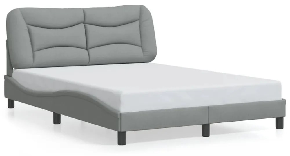 világosszürke szövet ágykeret LED-ekkel matrac nélkül Hvar 140x200 cm