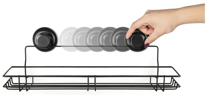 Bestlock Black Kitchen Shelf fekete öntapadós fali polc, 45,5 x 12 cm - Compactor