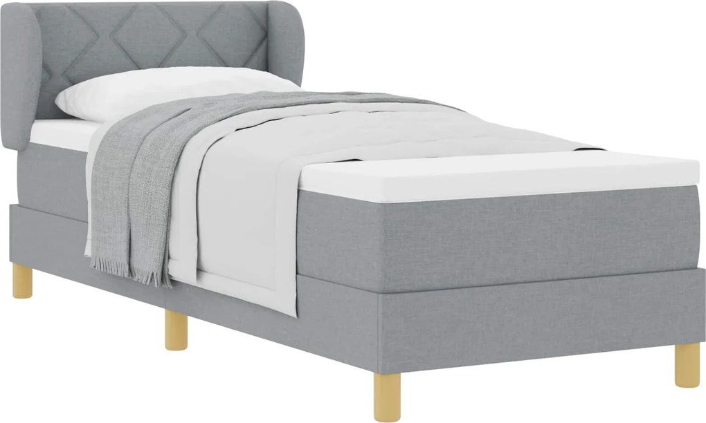 vidaXL Boxrugós ágy matracmal Világosszürke 80 x 200 cm szövet