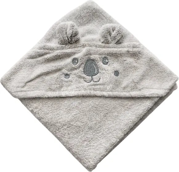 Gyerek fürdőlepedő kapucnival KODA 75x75 cm, szürke