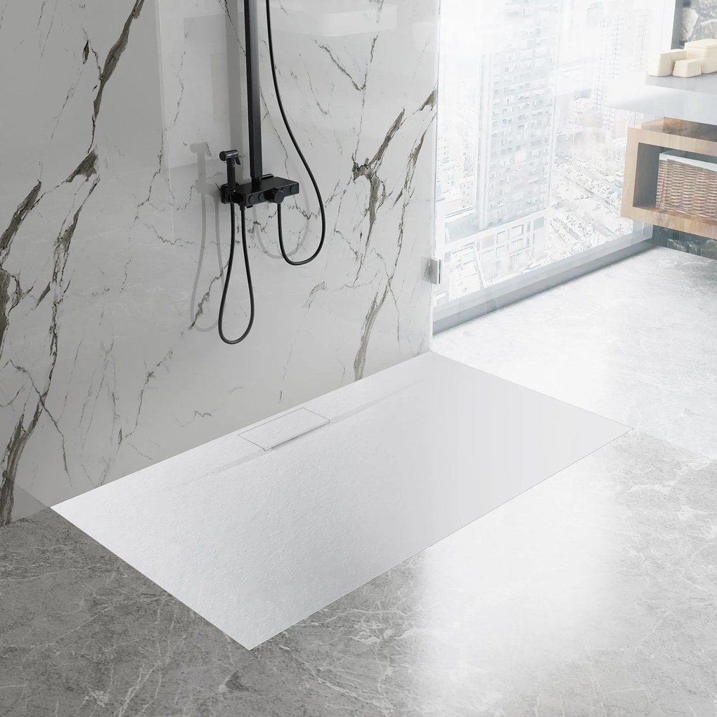 Zuhanytálca Bazalt long White 80x100