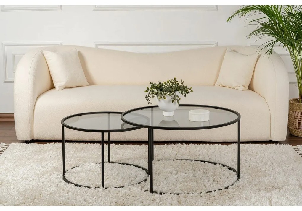 Aurum Black and Grey dohányzóasztal szett 80cm, 2 db