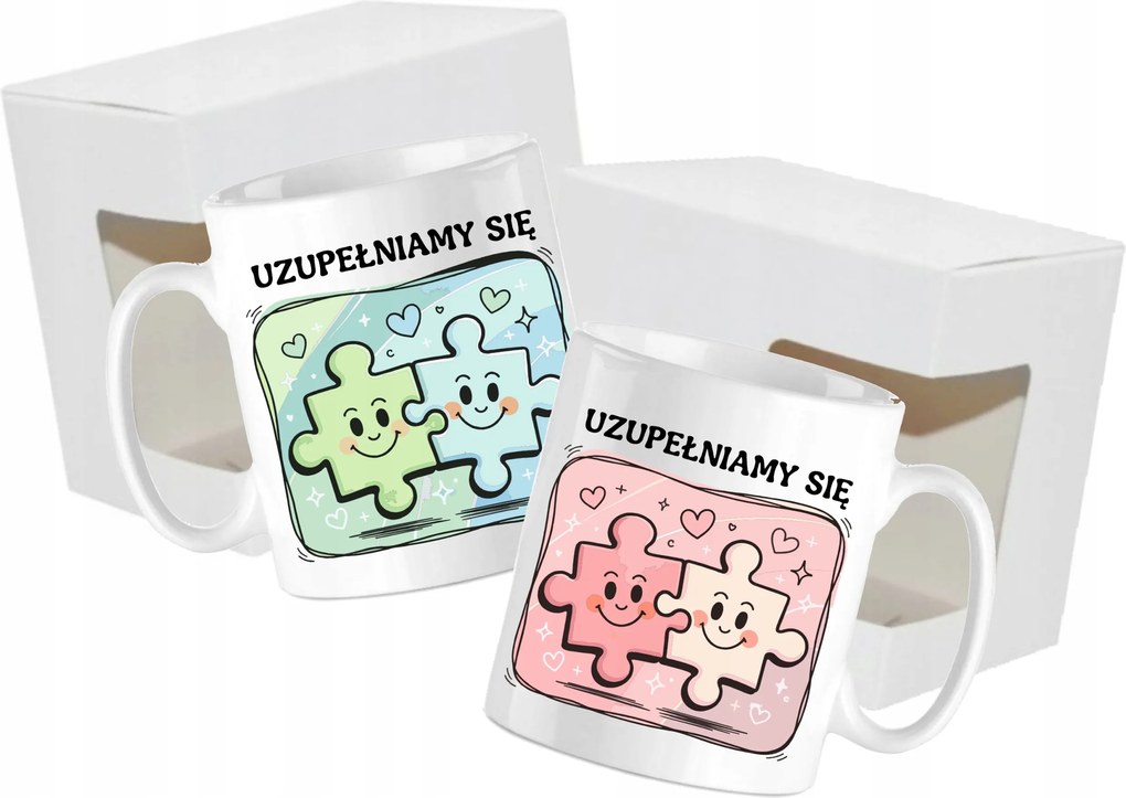 Bögrék 2 db Valentin nap Szerelem Fiú Férj Feleség Lány Ajándék Puzzle