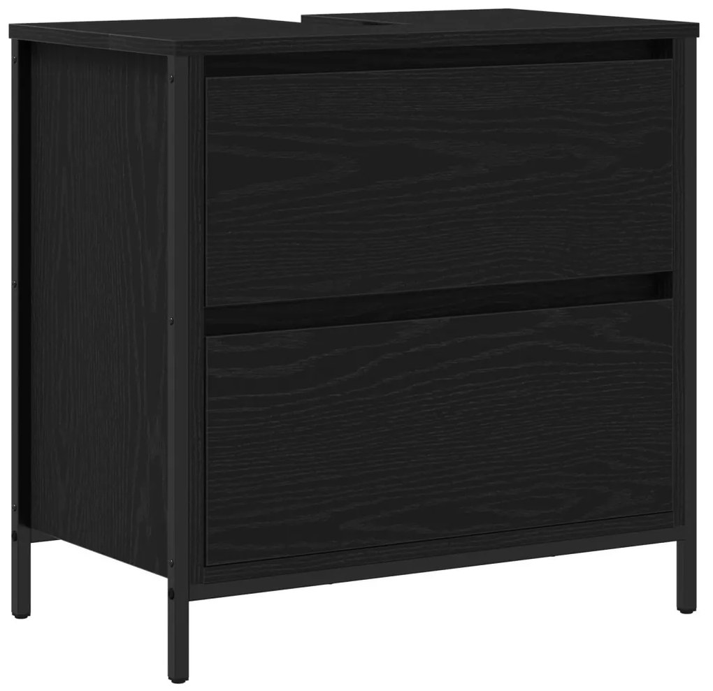 vidaXL Fürdőszoba bútor szett 5 pcs Fekete 76.5 x 35 x 95 cm Faanyag