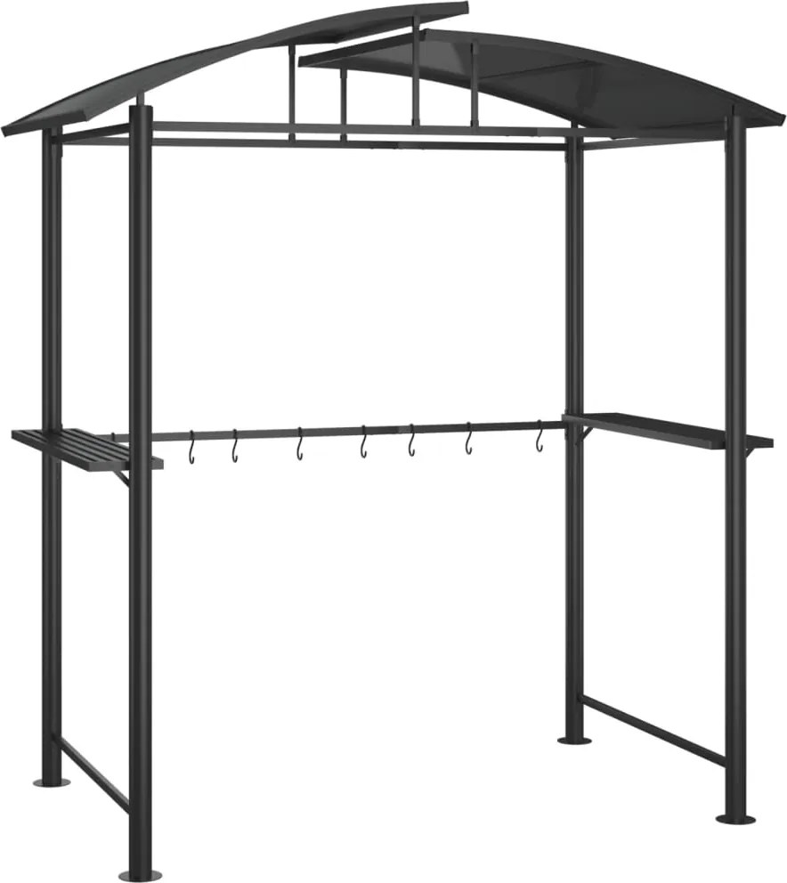 vidaXL antracit acél grillező pavilon oldalsó polcokkal 210x114x230 cm