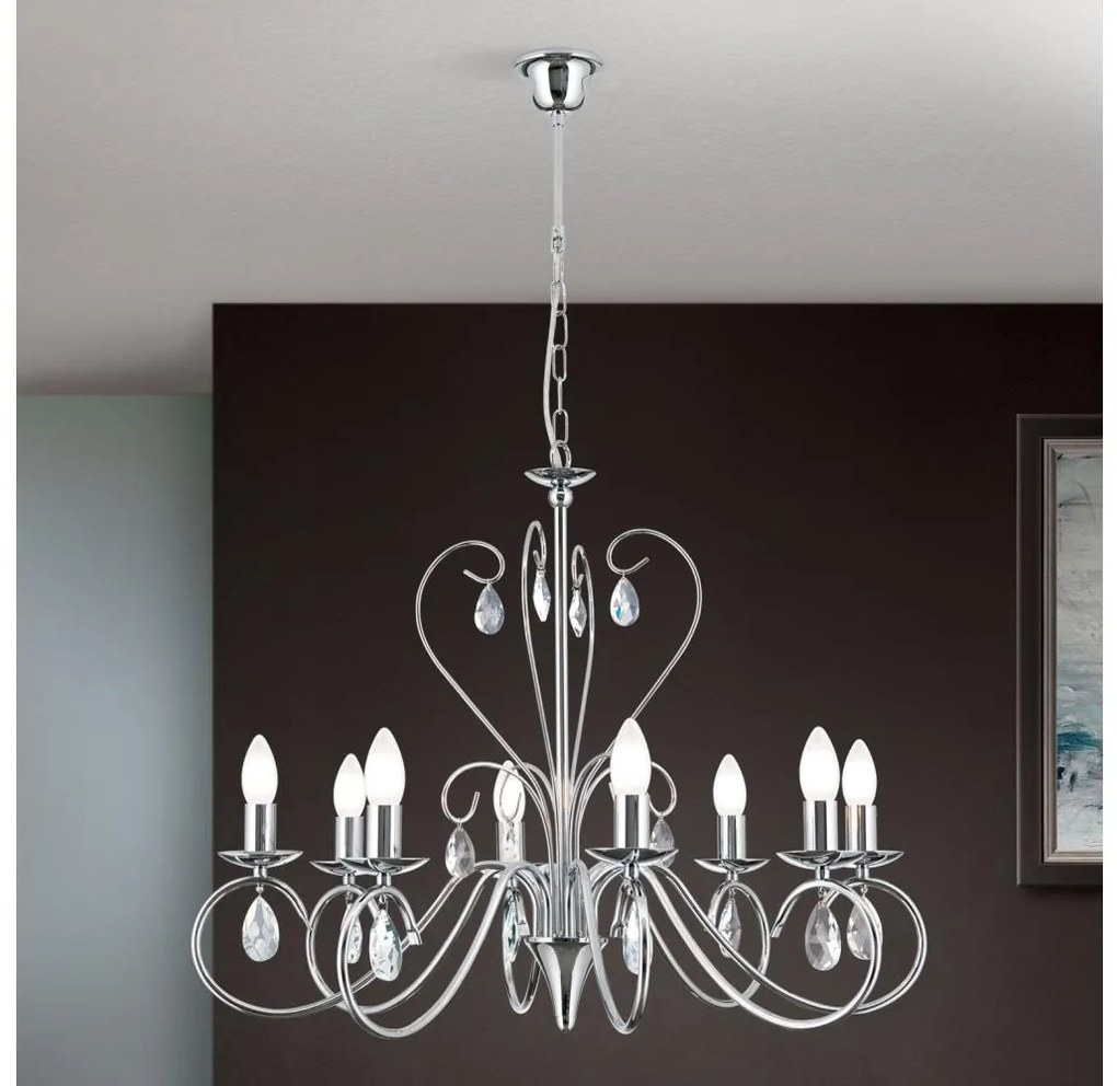 Orion LU 1658/8 - Kristály csillár láncon ALESSIA 8xE14/40W/230V fényezett króm