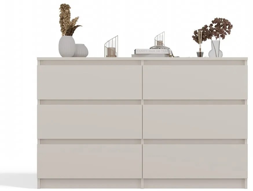 M6 120 fiókos szekrény, 120x75x30 cm, kasmír