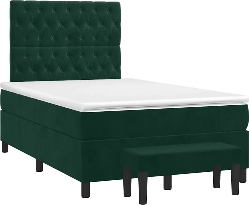 vidaXL sötétzöld bársony rugós ágy matraccal 120x190 cm