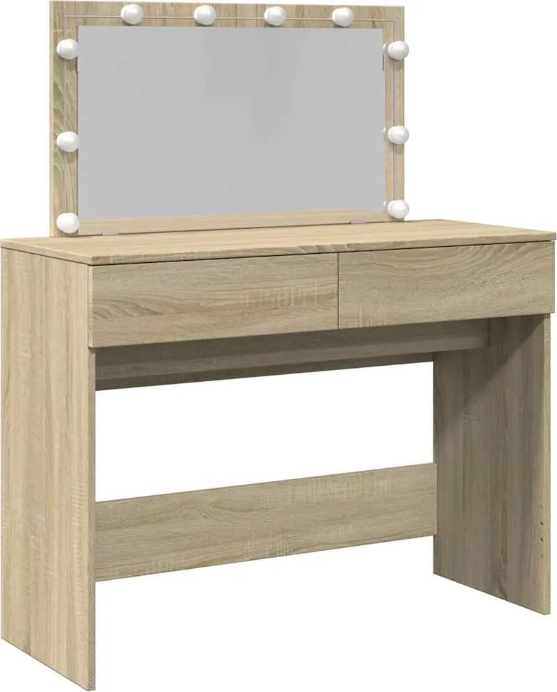 vidaXL sonoma tölgy színű fésülködőasztal LED-del 100 x 40 x 120 cm