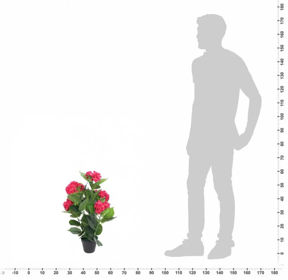 műhortenzia virágcseréppel 60 cm piros
