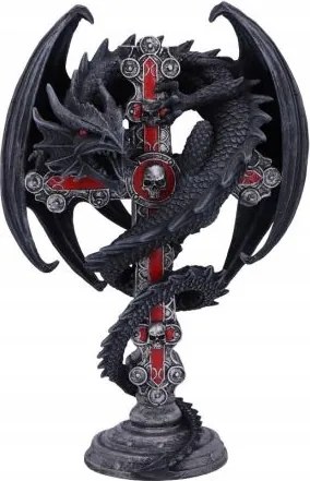 Sárkány Gothic Guardian Dragon Cross Gyertyatartó