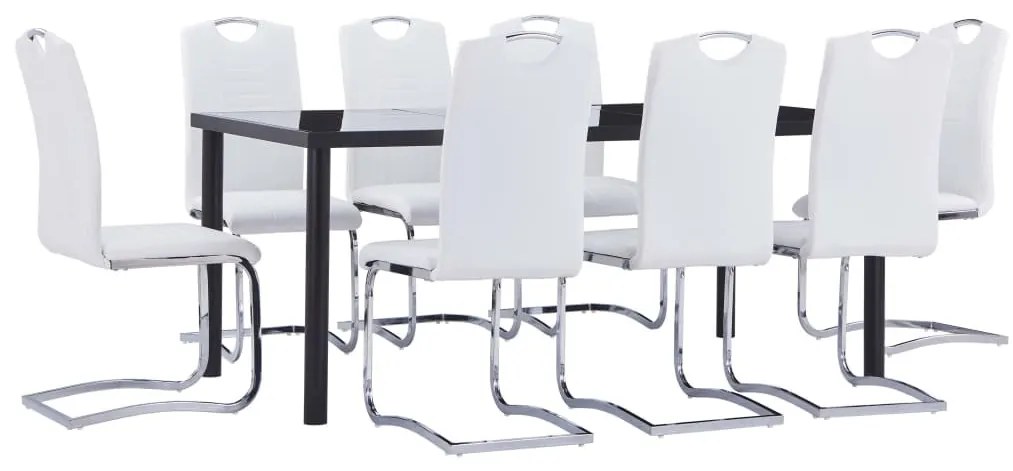 9 részes fehér műbőr étkezőgarnitúra
